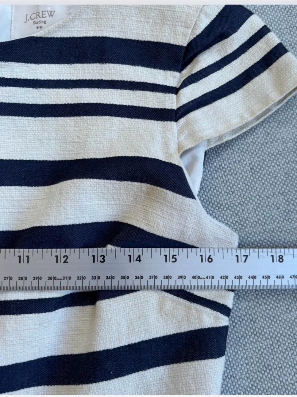 J. Crew Navy and White Striped Midi Sheath Dress